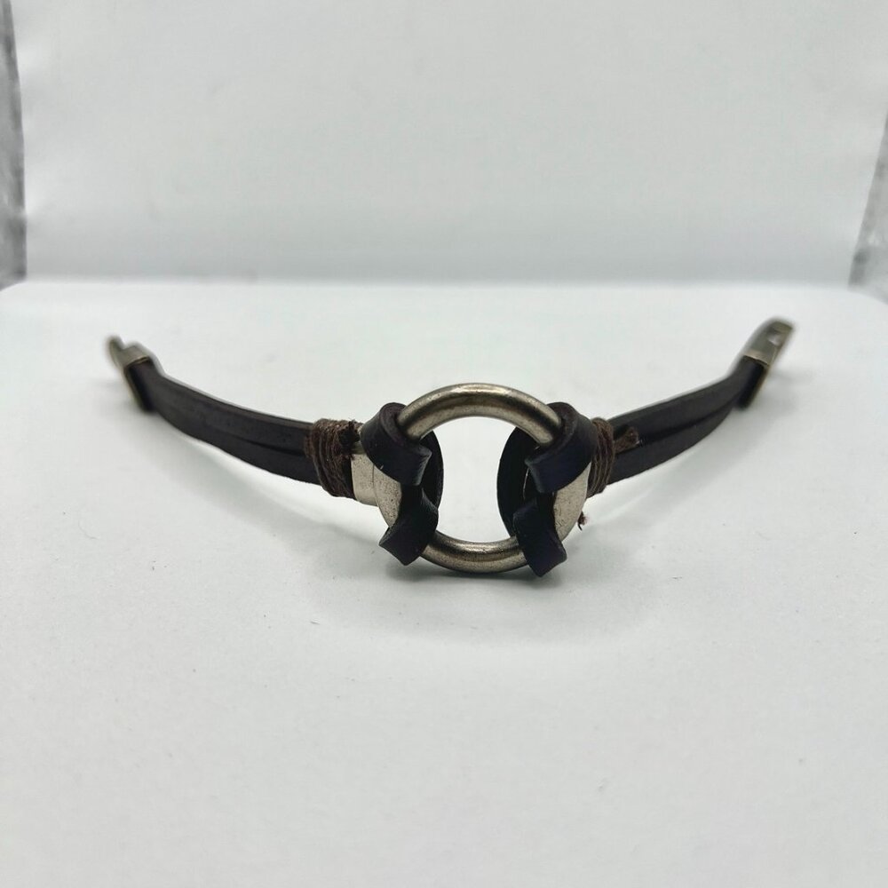 Circle Brown Leather Band Bracelet
